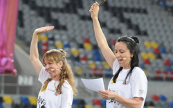 2019 unterstützen die Tanzpause-Dozentinnen mit Tanzeinheiten den SingPong in der Düsseldorfer Arena.
Foto: Matthias Ernst school-motion tanzpause singpong duesseldorf